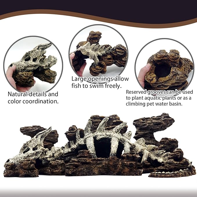 Allcolor Fish Tank Decor Rocks.Aquarium Decoration Model.Easy Superior Aquascape (Wilderness Keel)