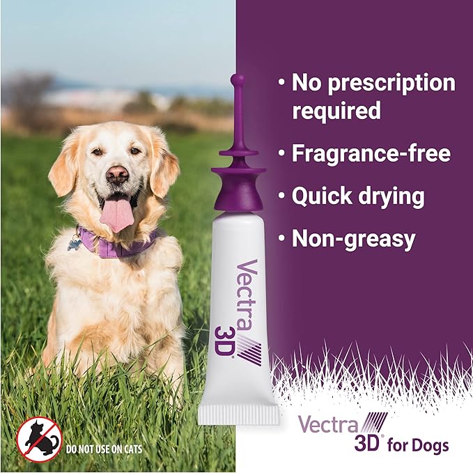 Vectra 3D Flea and Tick Prevention for Dogs, Kills and Repels Fleas, Ticks & Mosquitoes | Fast‑Acting, Waterproof, No Prescription Needed | Small Dogs 11-20 lbs, 6‑Month Supply