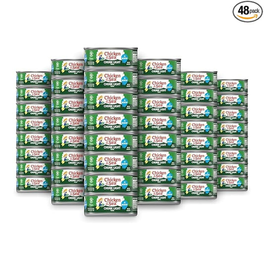 Chicken of the Sea Wild Caught Chunk Light Tuna, 5 Ounce Cans, 48-Count – High Protein 100% Classic Chunk Tuna in Water – Delicious, Easy, Nutritious Ready to Eat Meals