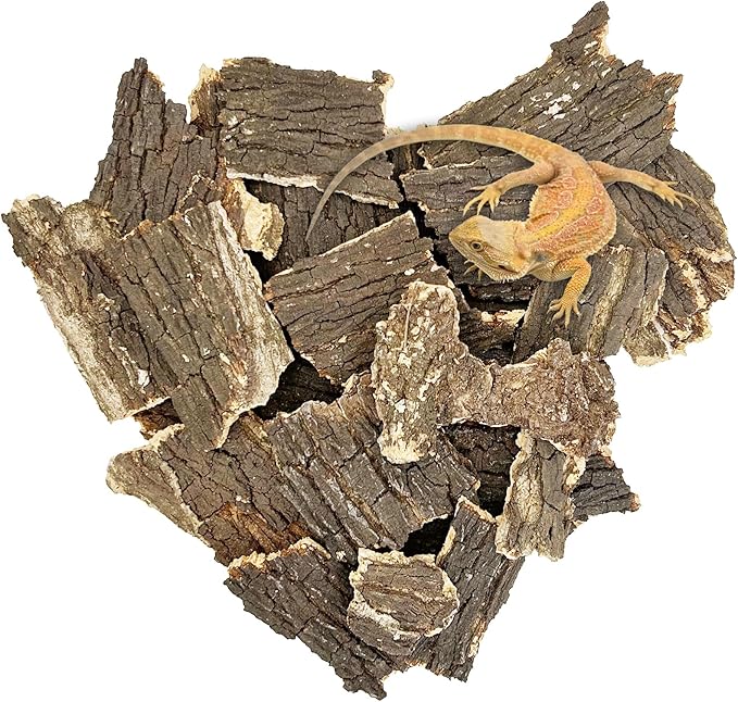 Reptile Cork Bark 1 Lb Flat Cork Wood for Terrarium Small Tree Bark Pieces 3.9-5.9in Natural Bulk Cork Bedding Tank Substrate for Bearded Dragon Snake Spiders Geckos Tortoise Hermit Crabs