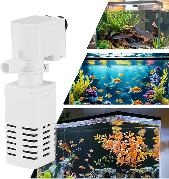 Aquarium Pump Filter, Submersible Water Cleaner, Oxygen Circulation System, Adjustable Flow Motor Device, Silent Tank Purifier Unit, Betta Turtle Shrimp Freshwater Home Use Kit