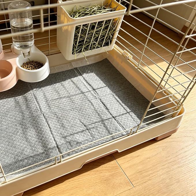 100 Pcs Rabbit Pee Pads，12.9"x17.7" Disposable Guinea Pig Cage Liners Small Animals Potty Training Pad Charcoal Odor Controlling Absorbent Waterproof Pee Pads (Gray, S)