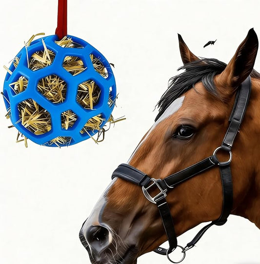 Goat Feeder Hanging Feeding Toy,Horse Treat Hay Feeder Toy, Durable TPR Feeding,for Horse Goat Sheep Relieve Stress,Stretch-Resistant Design(Blue)