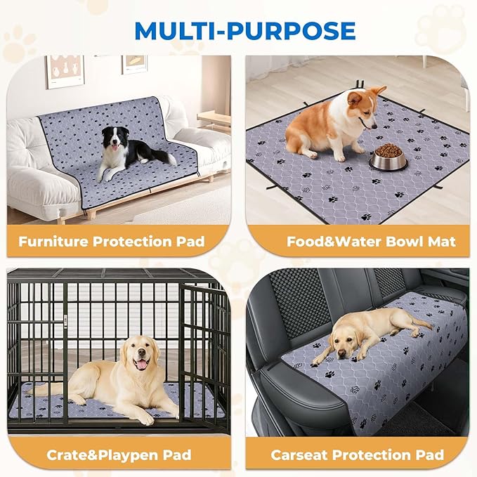 Fostanfly Washable Pee Pads for Dogs, 2 Pack Reusable Super Absorbent Potty Pads, Non-Slip and Leak-Proof 54"x54" for Whelping, Extra Large Potty Training Washable for Puppy