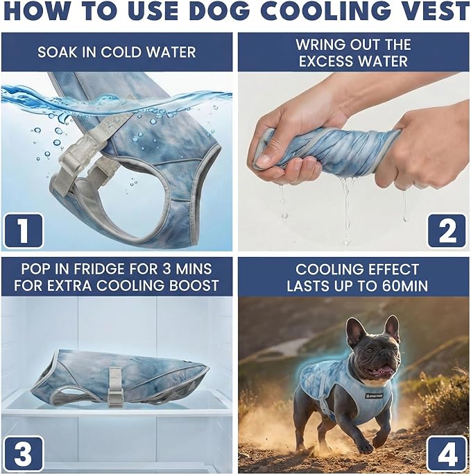 Spark Paws Dog Cooling Vest - SPF 50 UV Sun Protection - Summer Heat Relief Gear for Dogs, Lightweight, Evaporative Cooling - Dog Anxiety Relief Vest During Hot Days - Ice Blue, Small