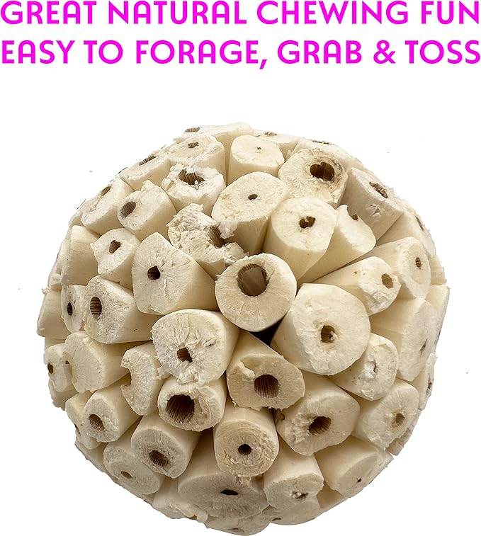 5102 Big Sola Bird Balls Pk6 - Handmade Air Dried Sola Balls, Lightweight Pithy Bird Safe Wood, Great Fun for Beaks and Feet, Ideal for Medium to Large Size Pet Birds Species