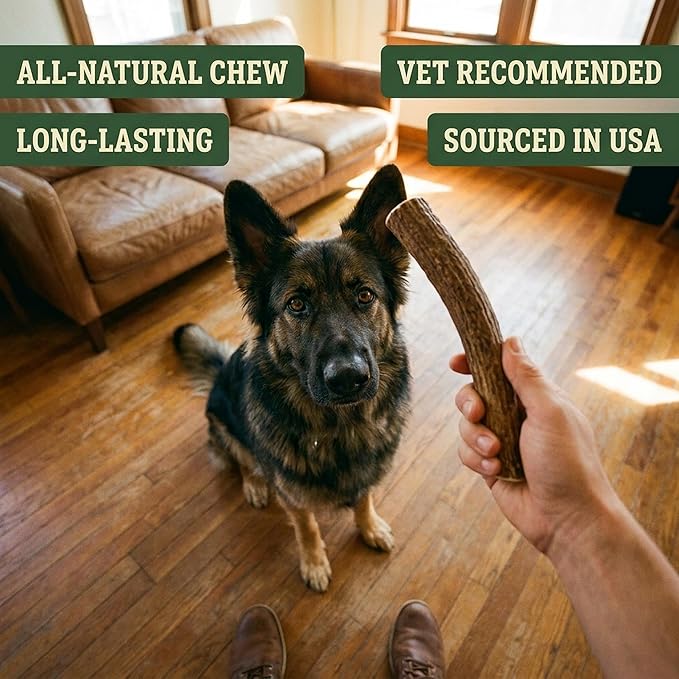Heartland Deer Antlers for Dogs - Daily Dental Care Chews for Aggressive Chewers to Reduce Plaque & Prevent Destructive Behavior (X-Large, 8-10", 1-Pack, Grade A, USA Made)