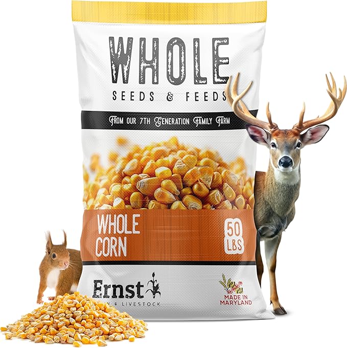 Ernst Grain & Livestock Whole Corn – Perfect Feed for Deer, Squirrels, Chickens, Ducks, Rabbits, Geese, and More! (46 Pound)