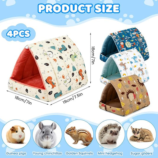4 Pcs Guinea Pig Hideout, Guinea Pig Bed Tunnel Washable Small Animal House Cage Accessories for Mouse Chinchillas Hamsters Hedgehogs Ferrets Bearded Dragons and Rats Other Small Animals