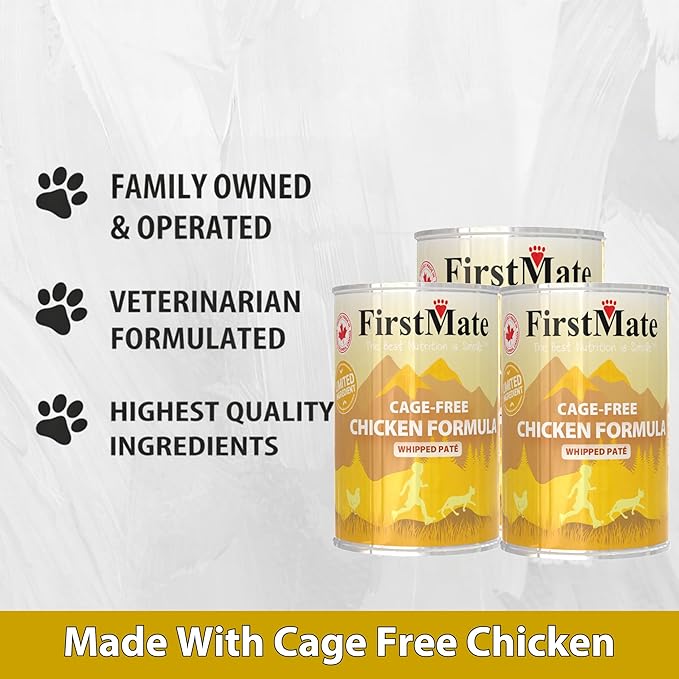 FirstMate Wet Cat Food Limited Ingredient Cage-Free Chicken Formula – Grain Free, High Protein, Single Ingredient, Canned Cat Food – 12.2 oz Case of 12