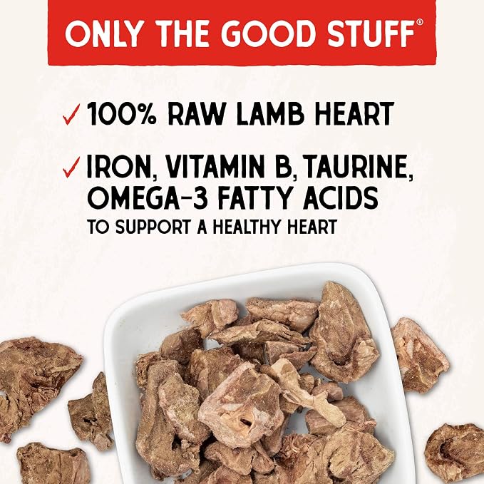 Stella & Chewy's Freeze-Dried Raw Lamb Heart Dog Treats - Single Ingredient, No Additives - Premium Training Treats - Perfect For Picky Eaters - 3oz Bag
