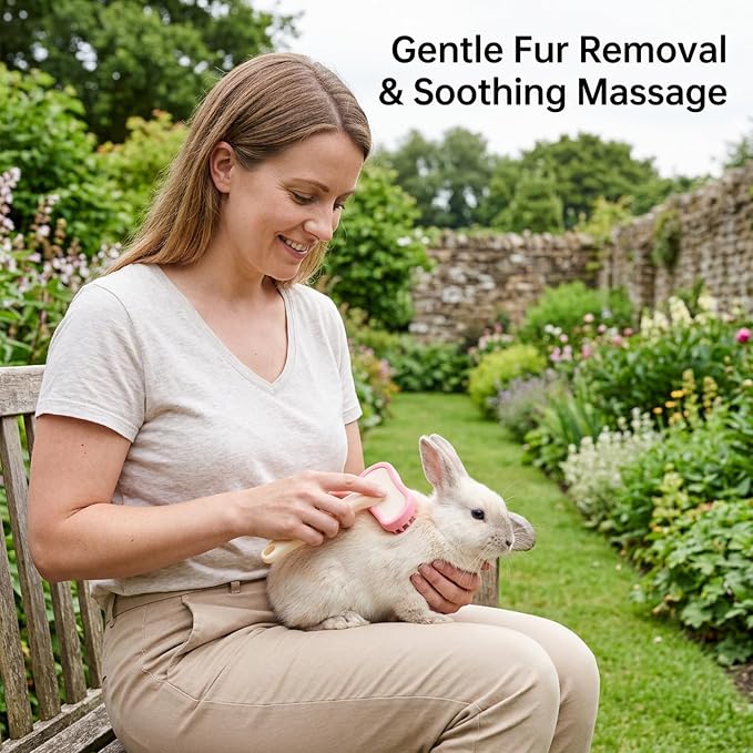 2 Pack Rabbit Grooming Kit, Bunny Brush, Soft Silicone Small Pet Brush for Shedding Season and Bath Time, Gentle Massage Comb for Rabbits, Chinchillas, Cats and Dogs