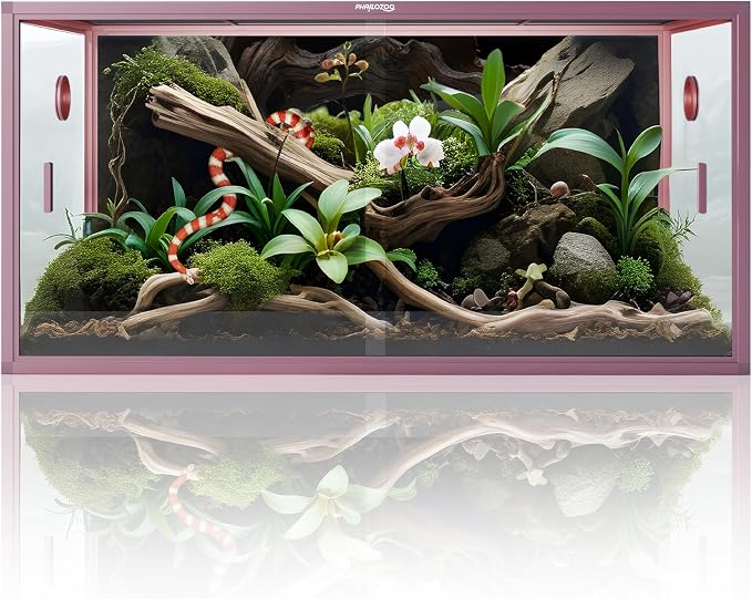 Phailozoo 120 Gallon Bearded Dragon Tank,Stackable Reptile Enclosure with Front Sliding Tempered Glass Doors,Easy Assembly Aluminum Frames Reptile Tank for Snake & Lizard