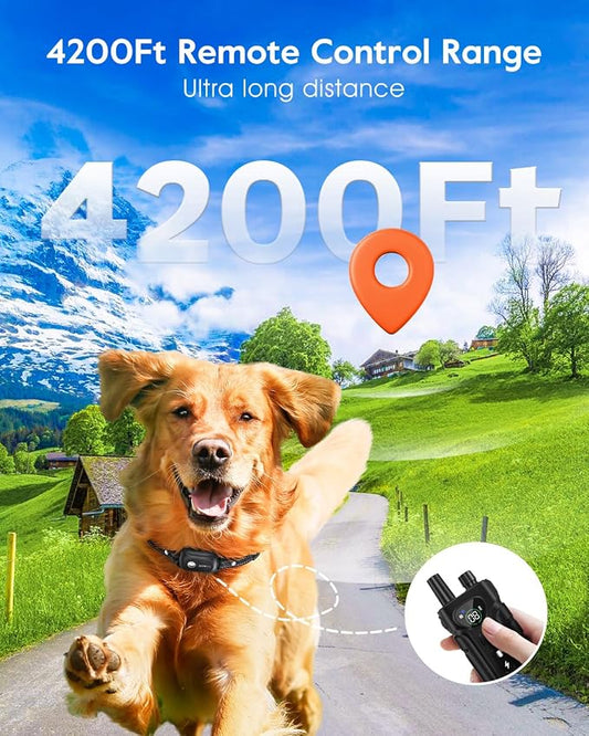 SLOPEHILL Dog Shock Collar - 4200FT Dog Training Collar with Remote,IPX8 Waterproof E-Collar with Beep,Vibration,Shock,Flash Light,No Shock Mode,Shock Collar for Small Medium Large Dog 8-140lbs,Black