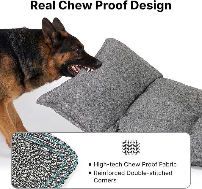 Veehoo Indestructible Dog Bed for Crate, Chew Proof Dog Crate Pad with Reinforced Corners, Small Washable Chew Resistant Pet Mat for Kennel, 24" x 18"
