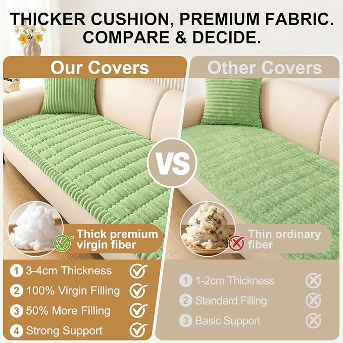 Smiry Couch Cover for Dogs, Non Slip Washable Sofa Protector for Pets, Soft Furniture Cover for Pet, Stylish Sofa Covers, Cozy Protect Against Fur, Dirt & Everyday Messes (Grass Green, 35.4" x 82.7")