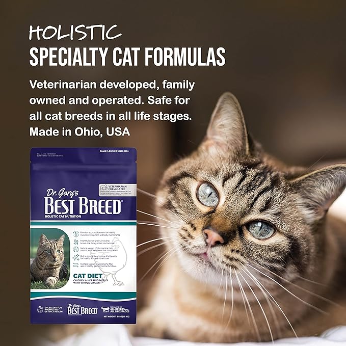 Best Breed Cat Diet Made in USA [Natural Dry Cat Food for All Ages] - 4lbs.