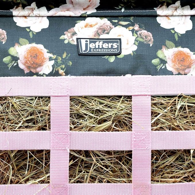 Jeffers Expression Extend Feed Hay Bag for Livestock – Durable 600D Waterproof Hay Feeder for Horse, Cattle, Goat, & Sheep, Top Loading Design w/Mesh Bottom, Farming Essentials, Rose Garden