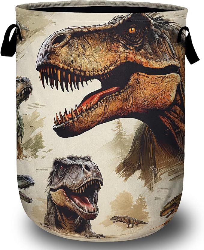 Dinosaur Laundry Basket, Laundry Hamper Collapsible Oxford Cloth with Handle Clothes Storage Bin for Bathroom Laundry Room Bedroom 15.7 X 20 Inch