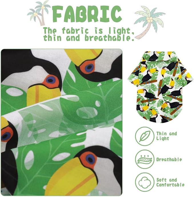 Hawaiian Dog Shirt – Lightweight and Breathable Summer T-Shirt with Tropical Prints, Fun Beach Outfit for Small, Medium, and Large Dogs, Perfect for Hot Days and Outdoor Vacation.Hornbill 3XL