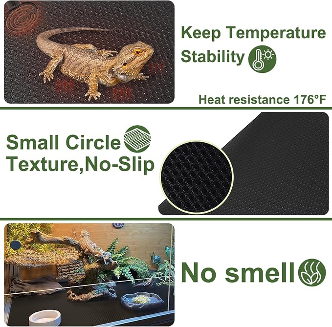 Reptile Carpet,Bearded Dragon Tank Accessories,Reptile Mat, Leopard Gecko Substrate,Bearded Dragon Tank Flooring,Snake,Tortoise Bedding(18" × 79 ", 2 PCS Grey Thicker Mat)