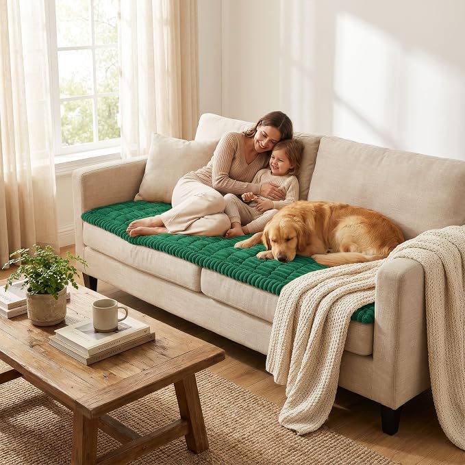 Smiry Couch Cover for Dogs, Non Slip Washable Sofa Protector for Pets, Soft Furniture Cover for Pet, Stylish Sofa Covers, Cozy Protect Against Fur, Dirt & Everyday Messes (Turquoise, 27.6" x 88")