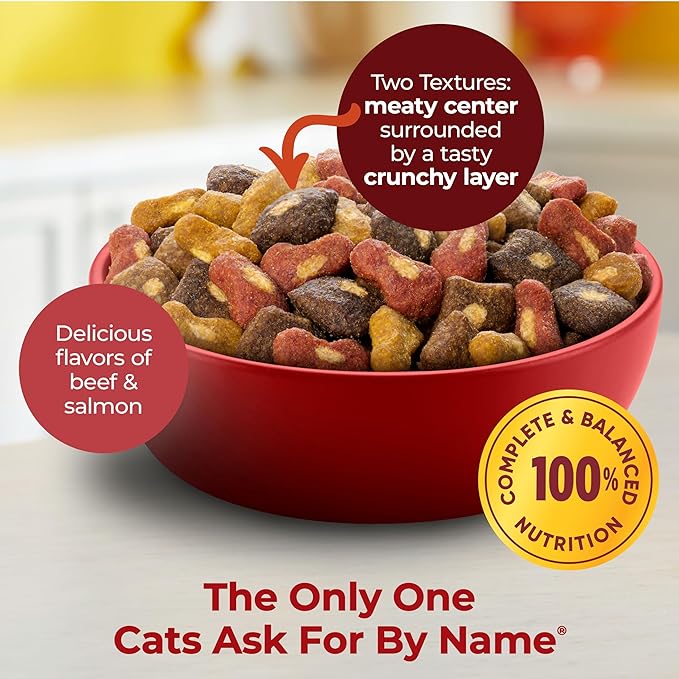Meow Mix Tender Centers with Basted Bites, Beef & Salmon Flavors, Dry Cat Food, 3 lb. Bag