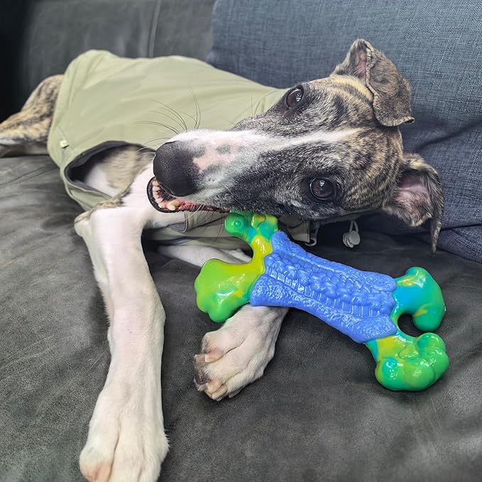 Tough Dog Toys for Aggressive Chewers, Dog Chew Bone,Indestructible Chew Toys for Medium Large Breed, Nylon Durable Chew Toy for Teeth Cleaning,Training,Bacon Flavor