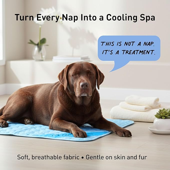 INSPECTOR TAIL Dog Cooling Mat - No Freeze Needed, Self-Cooling Pad for Extra Large Dogs, Washable Portable for Crate Kennel Car Sofa Bed Floor, Indoor Outdoor Summer Use, 47"x31" with Carry Bag