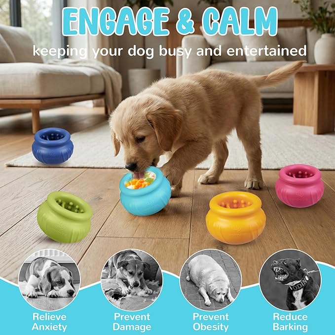 Wobbly Dog Enrichment Lick Toy, Stuffable Frozen Lick Bowl to Keep Dogs Busy, Long-Lasting Interactive Treat Dispensing Dog Toy, Silicone Fetch Catch Chew Toy(Teal,L)