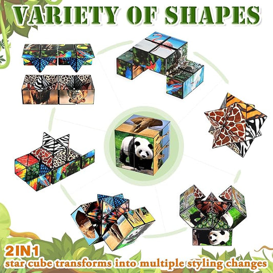 2 in 1 Star Cube Magic Cube Set, Fidget Toy for Kids, Animal Toys for Ages 8-13, Travel Yoshimoto Cube for 6 7 8 9 10 11 Year-Old Boy Girls Gifts