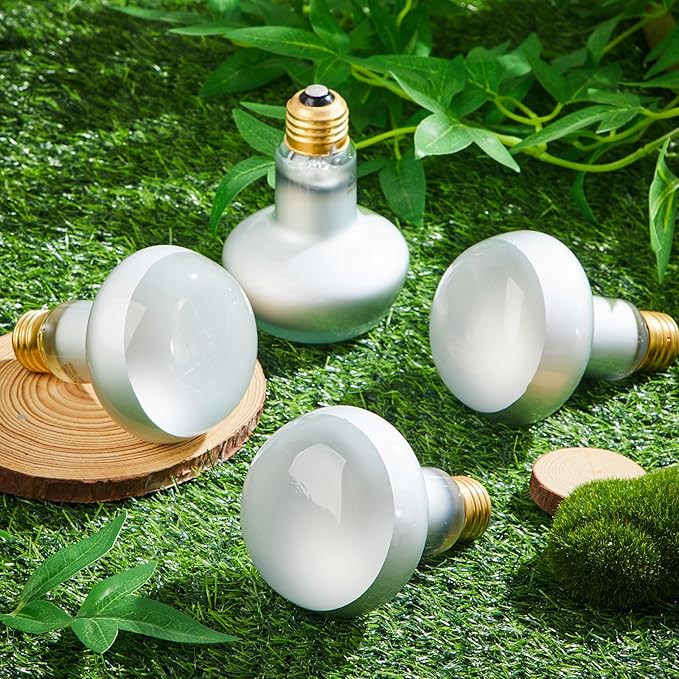 Retisee 4 Pack Basking Light for Reptiles 75 Watt Heat Lamp Bulbs 120V UVA Simulated Natural Sunlight Heating Lamp Bulb Basking Bulb for Bearded Dragon Turtle Chicken
