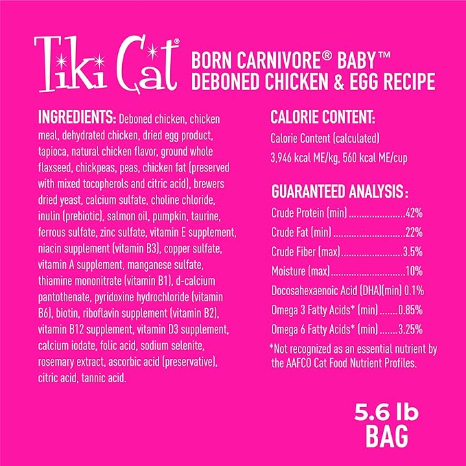 Tiki Cat Born Carnivore Baby Non-GMO, Chicken & Egg 5.6 lbs. (Pack of 2)