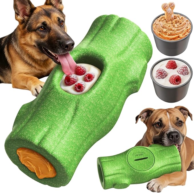 KADTC XXL 3-in-1 Durable Frozen Treat Dog Toy, No-Transfer Fill & Freeze Lick Cup, Stuffable Lick Toy & Indestructible Chew Bone for Aggressive Chewers， Long-Lasting Enrichment for Dogs