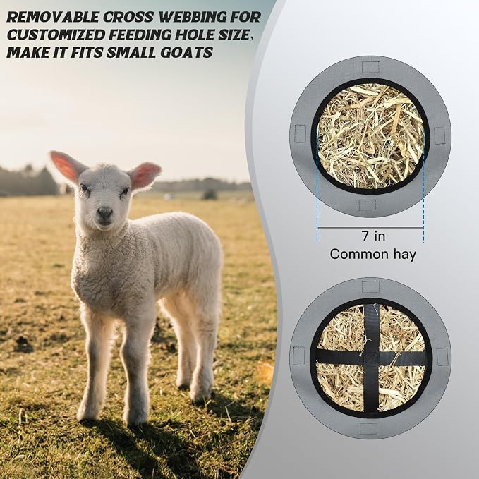 Hay Bags,Slow Feed Hay Bags for Horses,Goats,Donkeys with Reinforced Oxford Fabric and High Strength Metal Clasp,Horse Feeding Supplies with Strap for Easy Hanging (2 Grey)