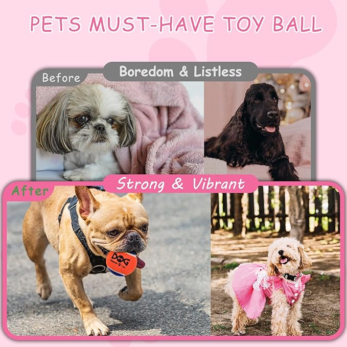 INSUM Pink Squeaky Tennis Balls, Girl Dog Birthday Toys Gifts for Small Medium Large Female, Cute Presents Girl Dog Accessories