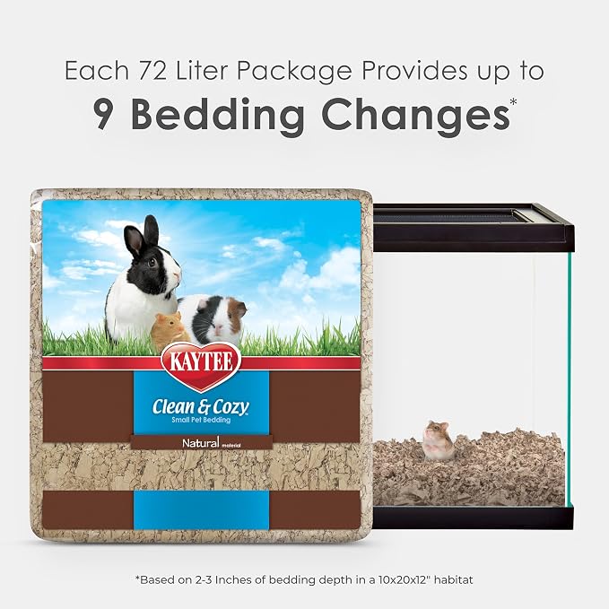 Kaytee Clean & Cozy Natural Paper Bedding, Made for Small Animals, 72 Liters