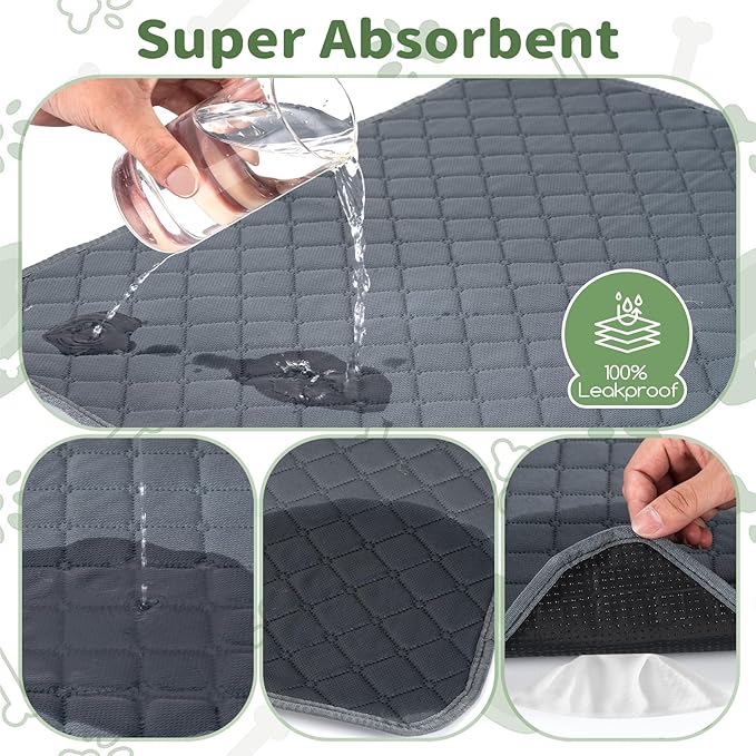 Washable Guinea Pig Cage Liners, 2 Pack 18"x24" Reusable Guinea Pig Pee Pads,Waterproof Super Absorbent Anti-Slip Pee Pads,Pet Bedding Liner for Dog,Small Animals,Bunny -Grey