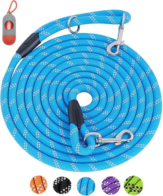 Long Dog Leash for Dog Training 10FT 16FT/30FT/50FT/100FT, Reflective Rope Dog Leash, Heavy Duty Dog Lead for Large Medium Small Dogs Walking Playing, Camping, or Yard