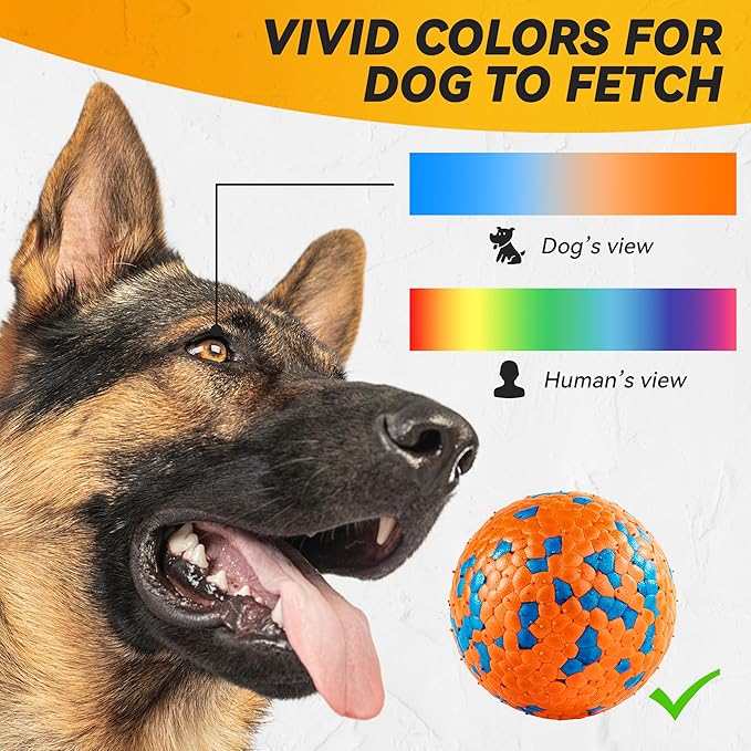 FUSOTO 3Pcs Dog Balls, Durable Bouncy Tennis Balls for Dog Aggressive Chewers, for Large Medium Small Dog Puppy Fetch