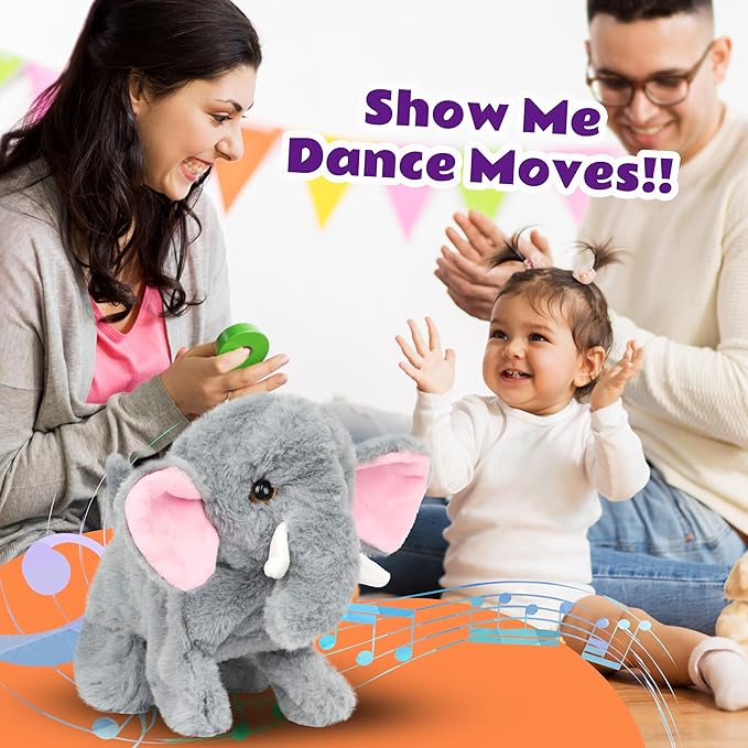Walking Elephant Stuffed Animal Speaking Roar Plush Electric Interactive Animated Plushies Toy for Girls Boys Birthday