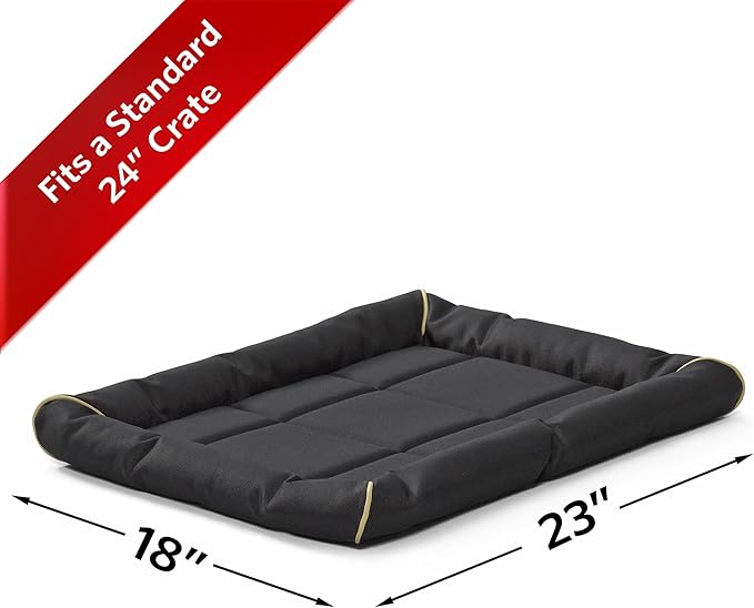 MidWest Homes for Pets Small QuietTime MAXX Ultra-Rugged Dog Bed, Water & Odor Resistant, Bolstered Edge, Non-Slip Bottom, Fits 24-inch Crates, Black