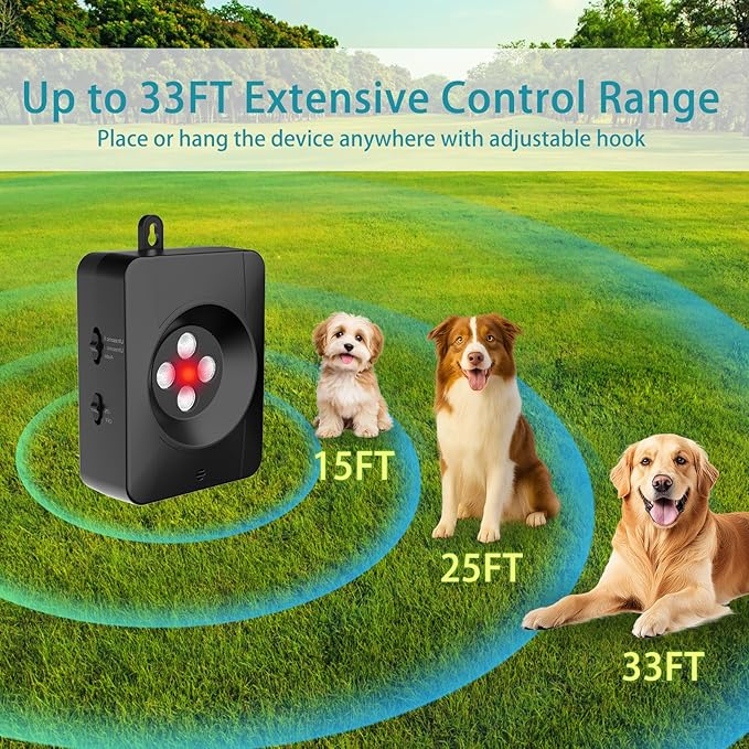 Ultrasonic Dog Bark Deterrent Devices, Anti Barking Device for Dogs, 3 Modes Stop Barking Neighbors Dog, Anti Dog Silencer for Indoor & Outdoor Use, Rechargeable & Long Range Bark Control