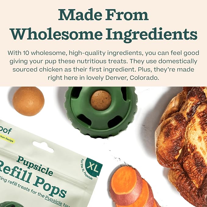 WOOF Pupsicle Refill Pops, Delicious Long Lasting Dog Treats, Pre-Made Pupsicle Refills for Dogs, Wholesome Ingredients, Low-Mess Chicken Pet Treats - XL Pops - 5 Count - 3 Pack