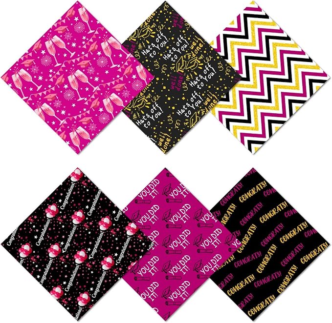 CREATCABIN 6Pcs Glasses Cleaning Cloth Microfiber Cleaning Cloths Pink Black Glasses Cleaner Wipes Soft Microfiber Reusable for Eyeglasses Camera Lens Laptops Screens Phone 6 x 6 Inch Graduation