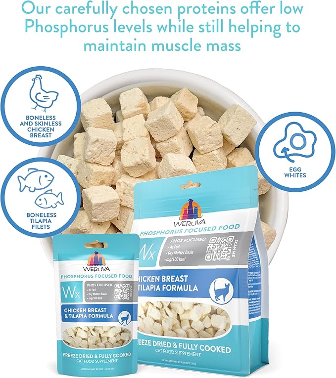 Weruva Wx Phos Focused Freeze Dried, Chicken Breast & Tilapia Formula, 1oz Bag (Pack of 2)