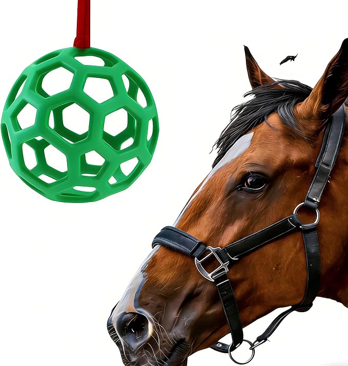 Goat Feeder Hanging Feeding Toy,Horse Treat Hay Feeder Toy, Durable TPR Feeding,for Horse Goat Sheep Relieve Stress,Stretch-Resistant Design（Green）