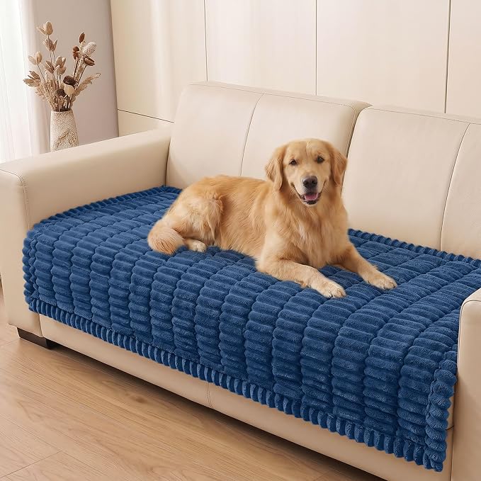 Smiry Couch Cover for Dogs, Non Slip Washable Sofa Protector for Pets, Soft Furniture Cover for Pet, Stylish Sofa Covers, Cozy Protect Against Fur, Dirt & Everyday Messes (Navy Blue, 35.4" x 82.7")