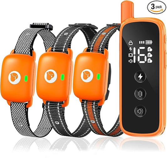 Dog Training Collar - 2600FT Dog Shock Collar with Remote Control, Beep/Vibration/Shock, Security Lock, IP68 Waterproof Rechargeable Electric Collar for All Breeds (Orange)