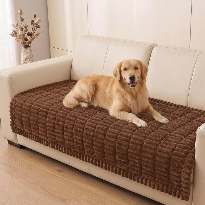 Smiry Couch Cover for Dogs, Non Slip Washable Sofa Protector for Pets, Soft Furniture Cover for Pet, Stylish Sofa Covers, Cozy Protect Against Fur, Dirt & Everyday Messes (Brown, 35.4" x 82.7")